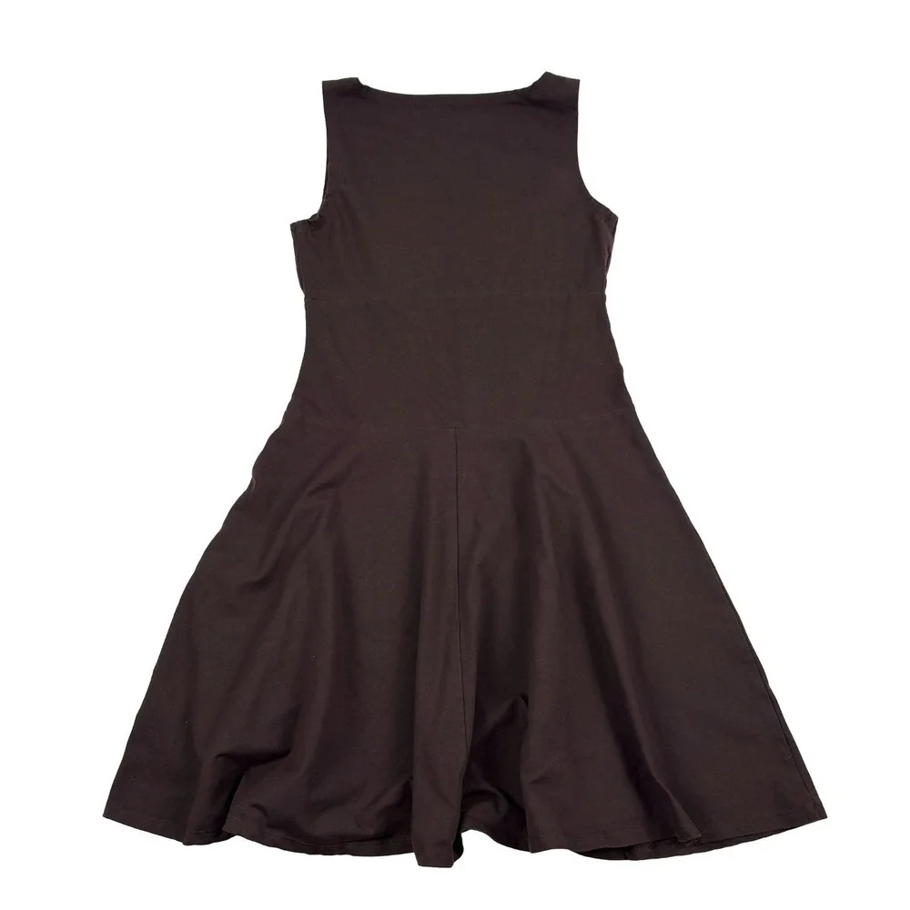 Quince Drop Waist Mini Dress Womens Sz S Espresso Brown Organic Cotton Stretch
